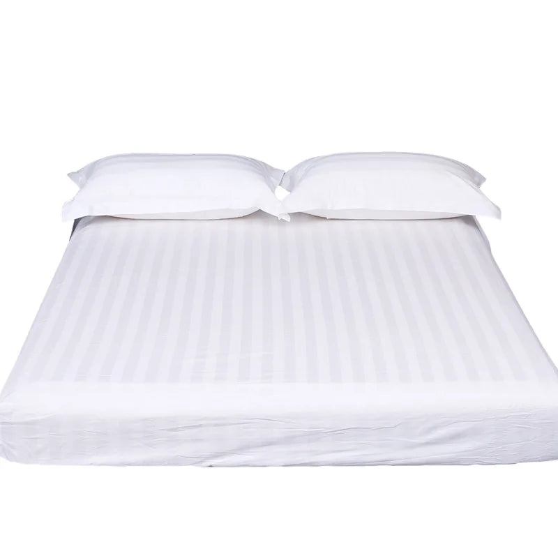 Best Seller Custom logo Hotel Home Soft Microfiber 100% Polyester Twin Full Queen king Hotel White Satin Strip Bed Hat