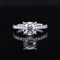 Starsgem Pave Set 6.5x6.5mm Cushion Cut Moissanite 14K Solid Gold Engagement Rings for Women
