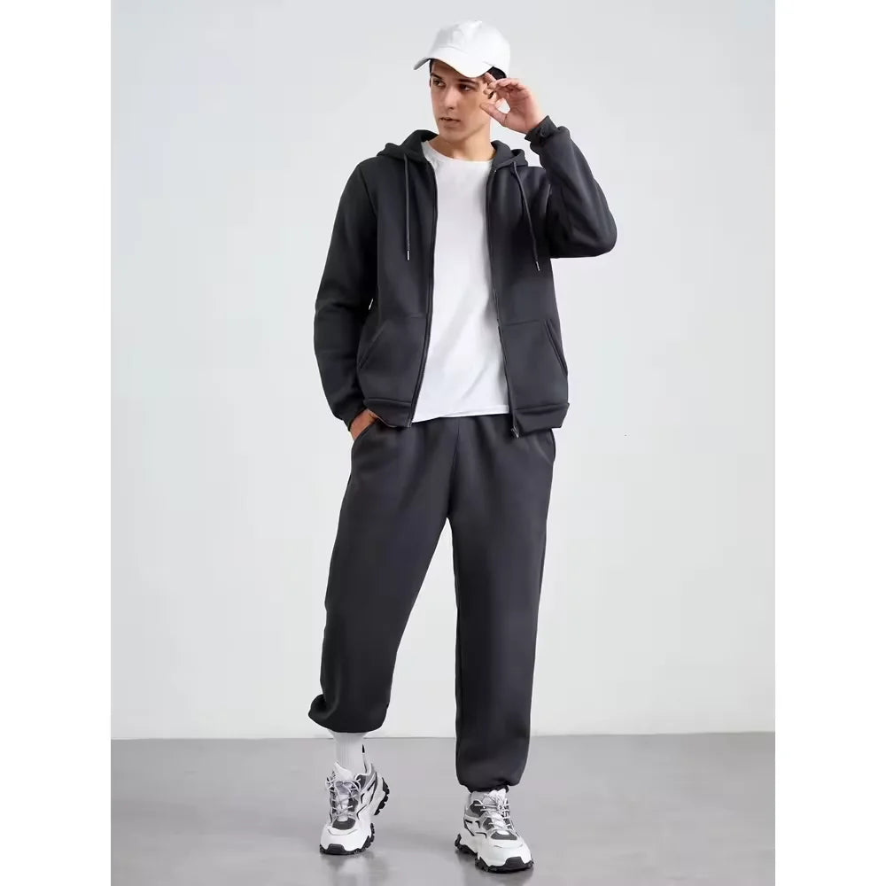 Wholesale Sweatpants and Zip up Hoodie Set Men Custom logo Joggers Pants Set for Men Sweatsuit Set Tracksuit for Men