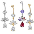 Gaby New Design  Lotus Dangle Crystal Belly Piercing Belly Button Ring Wholesale Body Piercing Jewelry