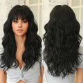 MOQ 1 26 Inches Long Black Wig Synthetic Hair Wigs for Women Daily Party Cosplay Use Hair High Resistant Fiber