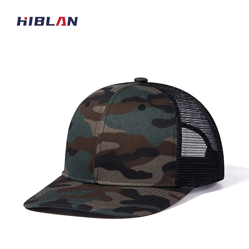 HBN2503 Camo Green Hip Hop Striped Fashion 6-Panel Trucker Hat Summer Outdoor Sun Richardson 112 Unisex Slightly Curved Brim