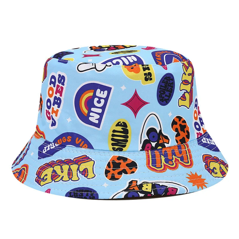KIDS Landfond Accessory Summer Printed Cartoon Animal Bucket Hat for Kids Adjustable Wide Brim Hat