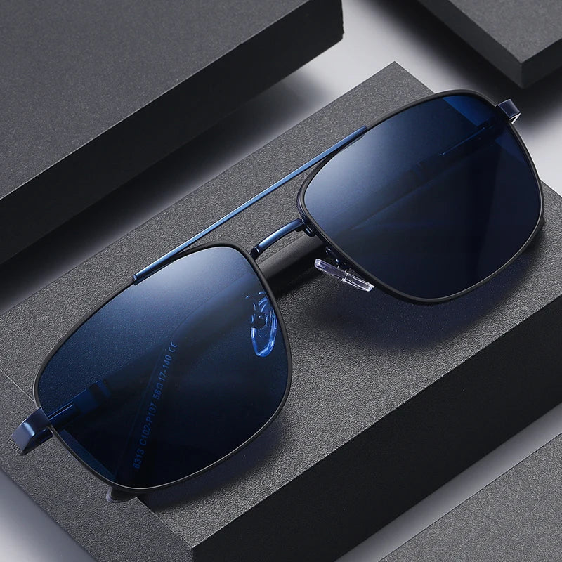 Metal Square Frames Custom Logo Double Bridge Sun Glasses in Stock Vintage Sunglasses for Unisex