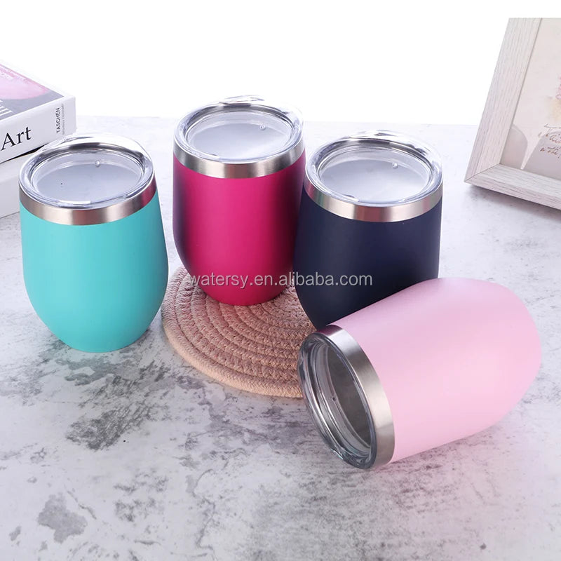 Professional Manufacturer Eco-friendly 304  Material Food Grade Tumbler Wine Glass Egg Shape Coffee Mug