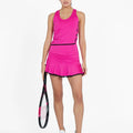 Custom Logo Breathable Quick-Dry Nylon Spandex Active Tennis Skirt Patch Ruffle Color Block Sports Gym Workout Golf Skort for