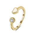 Merryshine 925 Sterling Silver Waterproof Jewelry Non Tarnish Valentine Heart Jewelry Zircon Adjustable Heart Ring