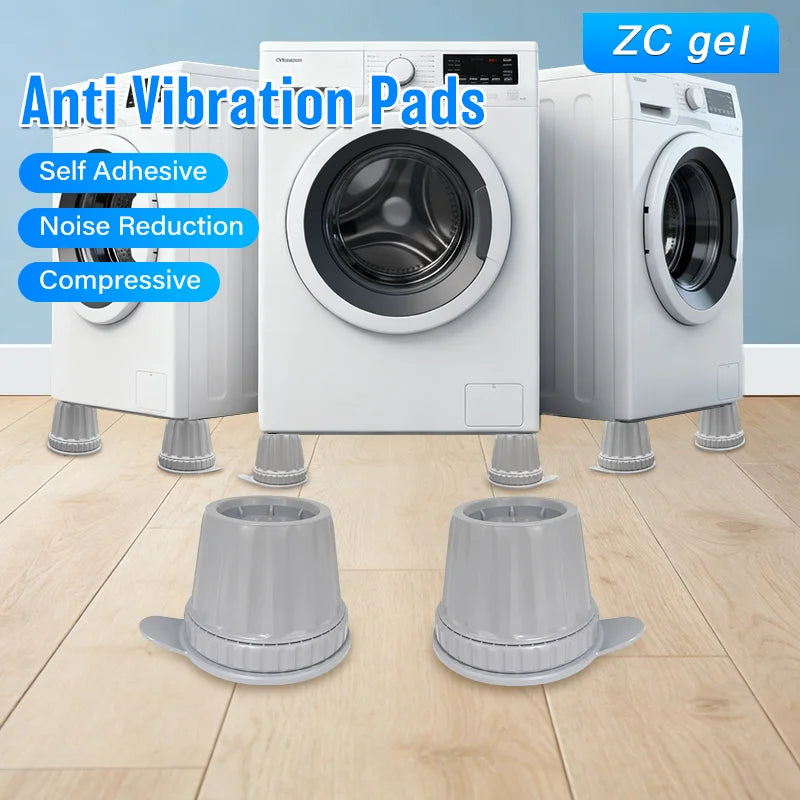 4PCS Anti Vibration Washing Machine Feet Pads | Adjustable Height Anti Slip Shock Absorbing Self Adhesive