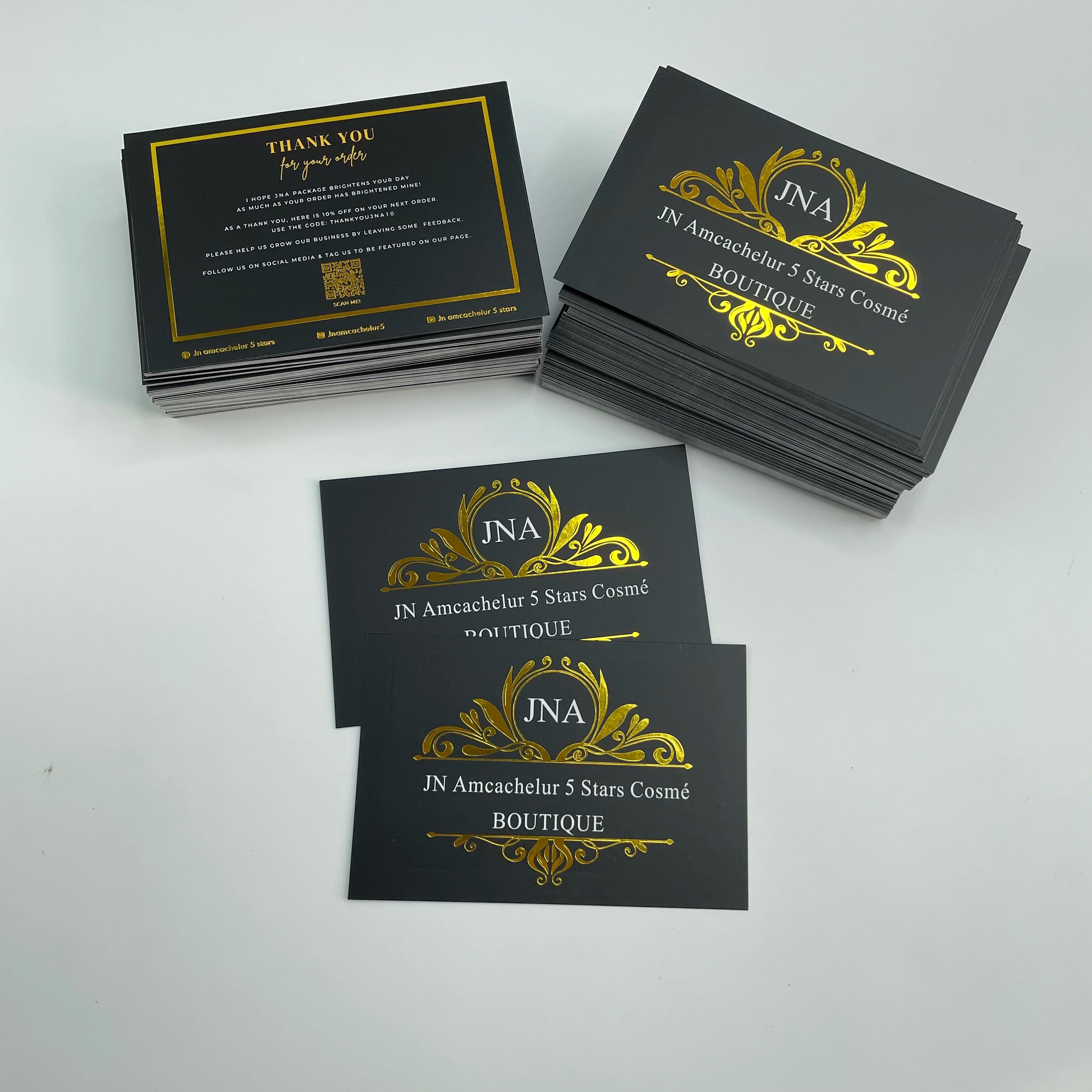 Custom Size Gold Foil Logo Black Business Cards A4 Buckslips Hang Tag Postcard Wedding Invitation Thank You Cards