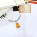 Wholesale S925 Sterling Silver 5A Zircon Fine Jewelry Pear Cut Yellow Cz Y Shaped Ladies Water Drop Pendant Necklace