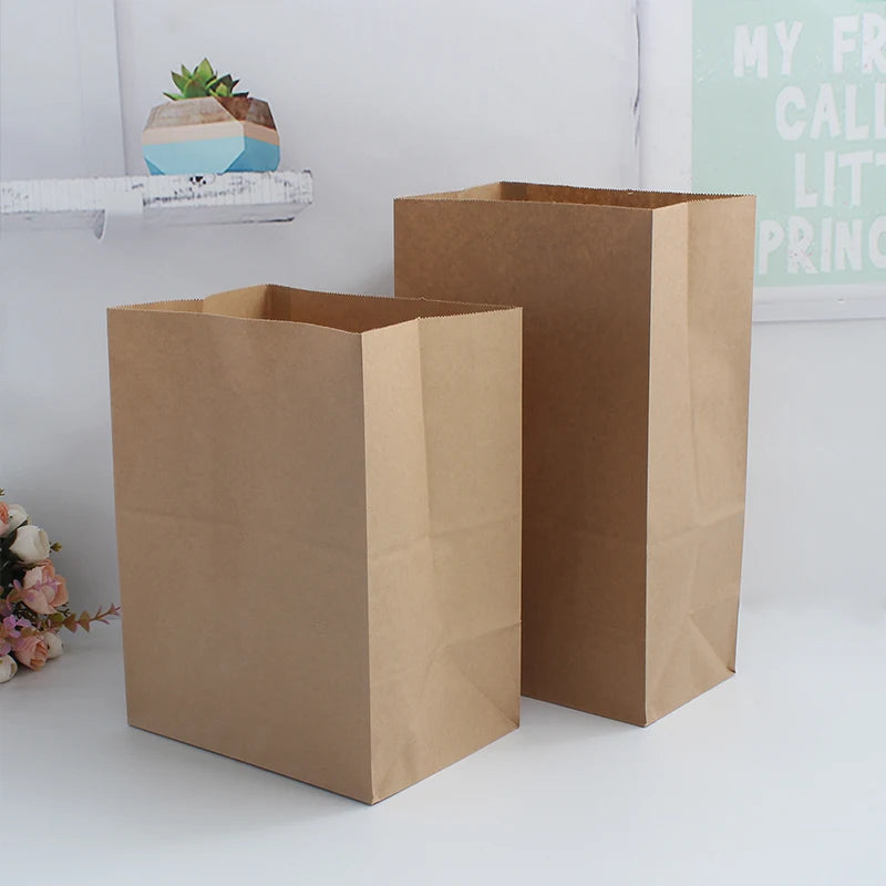 Custom Logo Print Takeaway Food Packaging Wholesale Grocery Bread White Brown Kraft Paper Gift Packaging Bag with Your Own Logo