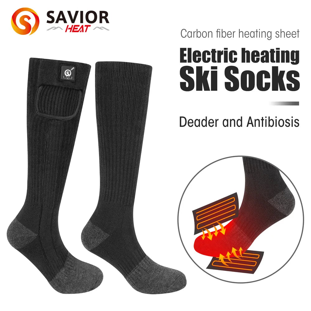 Men and Women's Heated Knitted Print Thermal Ski Socks Crew for Winter Snowboarding Climbing-Foot Warmer