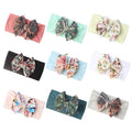 High Quality Baby Super Soft Nylon Headband Printed Chiffon Bow Knot Headbands for Baby Girl High Elastic