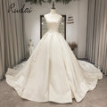 Ruolai  ZD05022 Elegant Real Sample Strapless Lace-up Sleeveless Minimalist Style Wedding Dresses for Women Vestidos De Novia