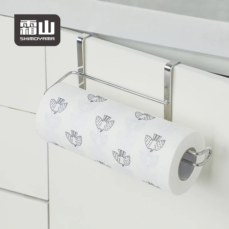 SHIMOYAMA Kitchen Paper Roll Holder Paper Towel Holder Non-perforated Under Cabinet and Wall Mounted Storage Rack