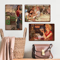 Putuo Decor Russian Funny Tin Sign Vintage Pin Up Girl Metal Printing Sign Home Bar Garage Decor