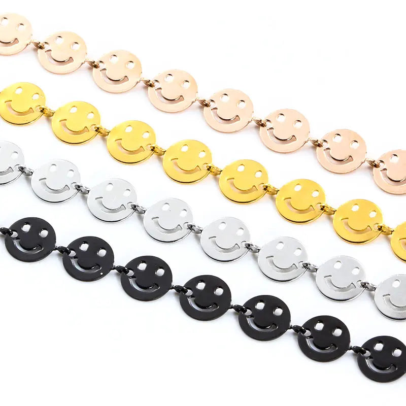Vacuum Fashion Gold Smiling Face Stainless Steel Chain Jewelry for Diy Necklace Bracelet for Jewelry Making