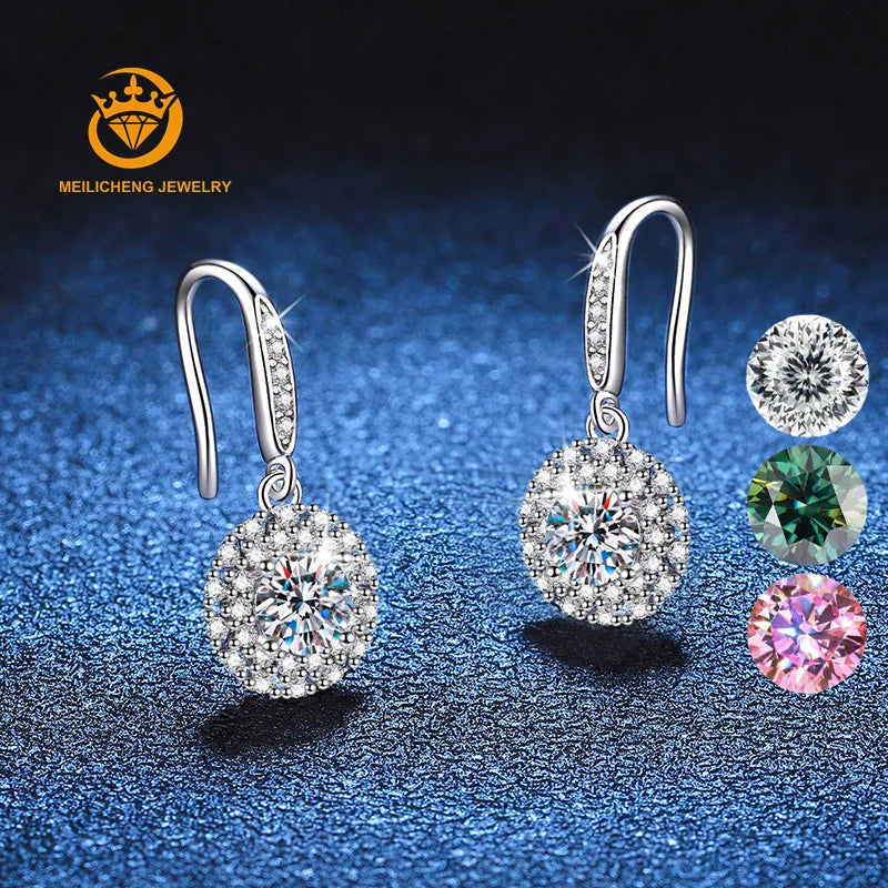 Real Sterling Silver D Color Moissanite Earrings Bright Stars Micro Inlaid 0.5 Carat Earrings Fashion Luxury Gift Jewelry