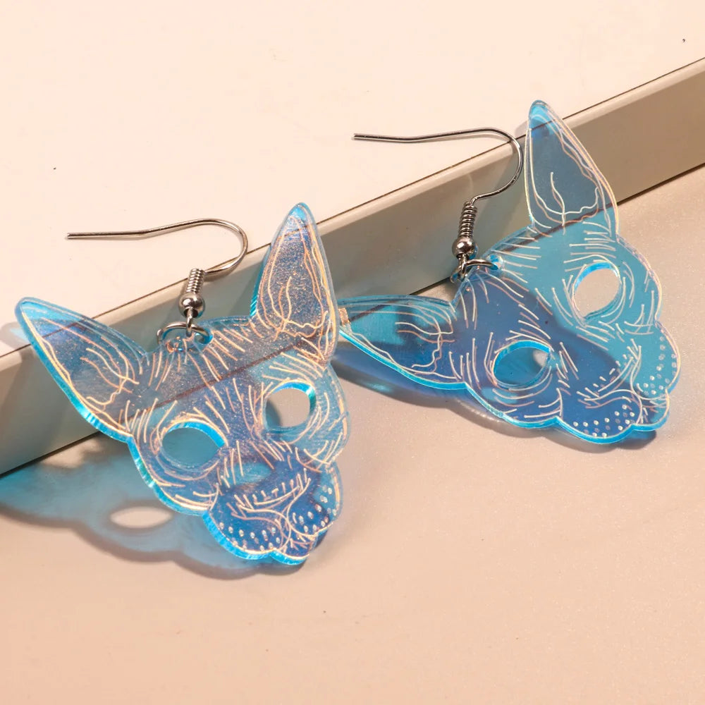 New Laser Phantom Fashion Jewelry Cute Hairless Cat Custom Animal Puppy Personality Acrylic Drop Earrings for Women