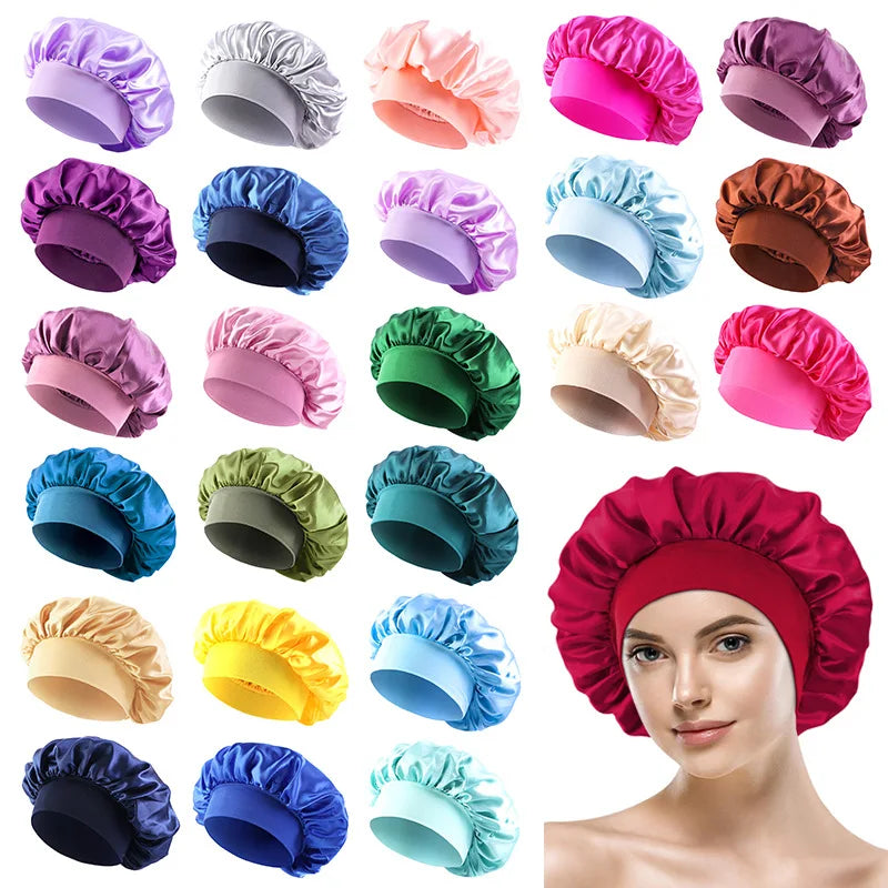 Wide Band High Elastic Sleep Cap Luxury Lady Comfortable One Size Fits Hair Loss Cap Women Soft Hair Care Headwrap Bonnet Cap