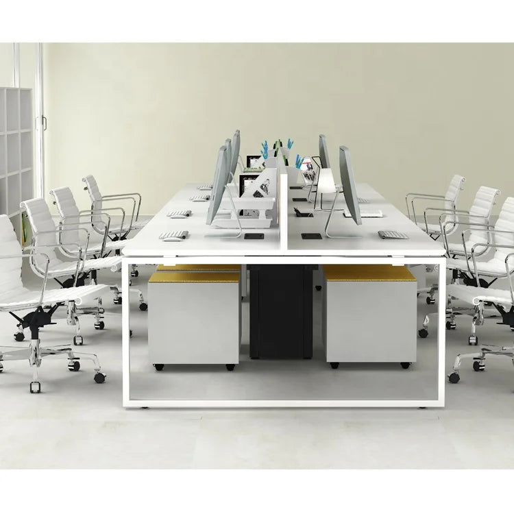 Modern Convertible Extendable Coworking Workstation Desk White Metal Office Furniture