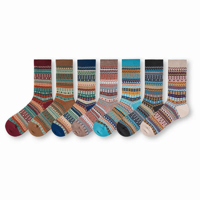 Wholesale Best Quality Customized Fashion Ethnic Style Cotton Knitting Elite Dress Crew Socks for Man