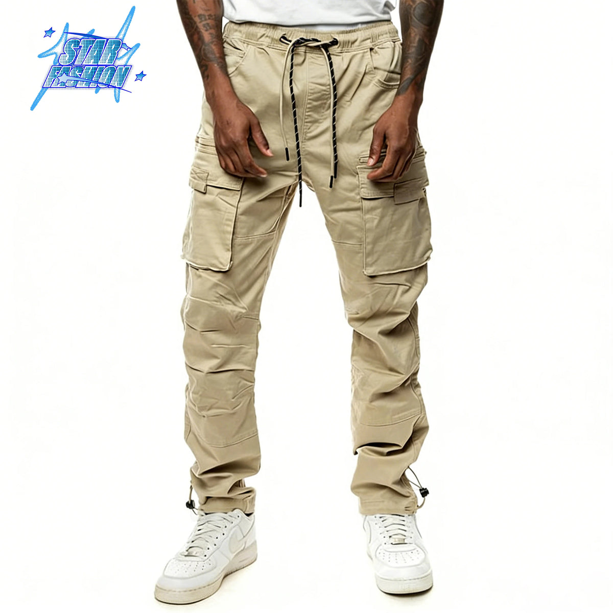 2026 New Practical Jogging Bottoms Multi-pocket Cargo Pants Elastic 97% Cotton 3% Elastane Men's Trousers