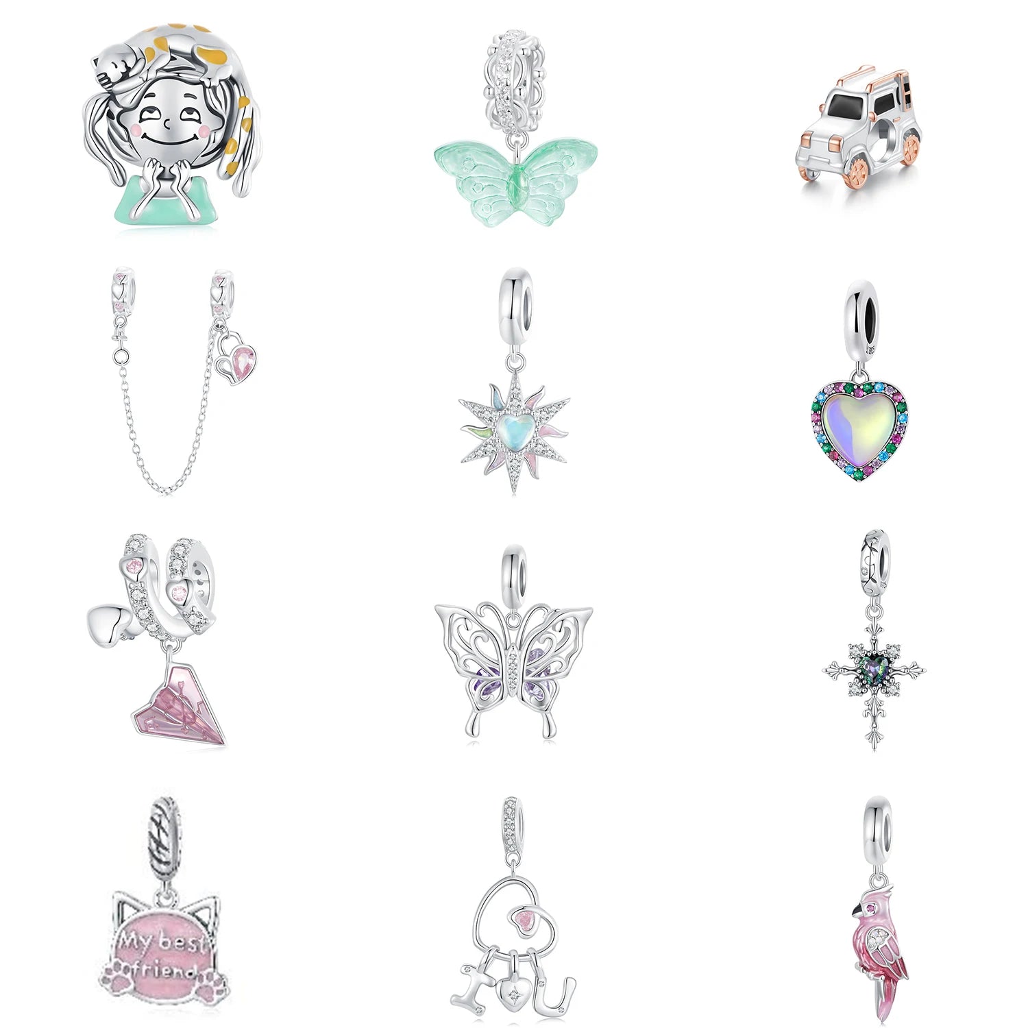 Adjustable Zircon Bead OEM 925 Silver Pink Cat Charm Beads Best Friend Lettering ZC Adjustable Trendy DIY Jewelry for Suppliers