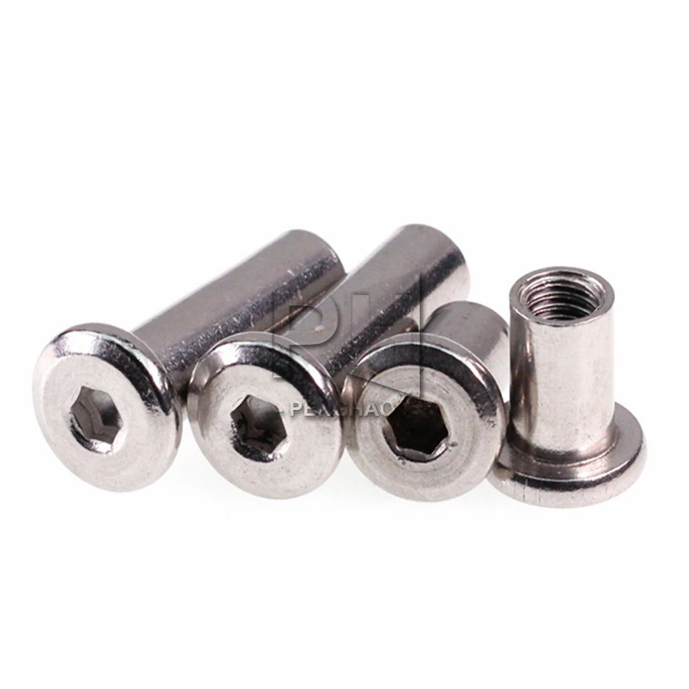 50- Plywood Nut M4/MM6/M8 Carbon Steel Nickel Plated Butt Nut Flat Head Inverted Hex Furniture Lock Nut