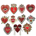 Customized 3D Heart Iron-On Embroidered Patch Fabric Heat Transfer Techniques for Personalized Clothing Hats & Shoes Decoration
