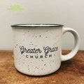2026 Custom Ceramic Campfire Mugs Cheap Price 15oz Sublimation Enamel Looks Marble Camping Beer Ceramic Mugs for Picnic