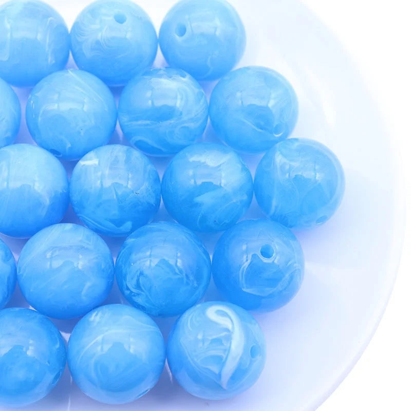 New 8mm 10mm 12mm 16mm 20mm Acrylic Cloud Gemstone Round Chunky Beads for Making Jewelry Necklace Accessory