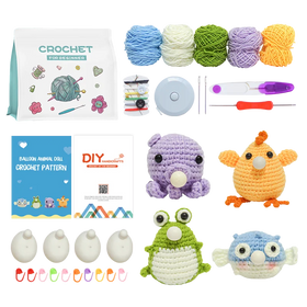Bohe DIY Puff Bubble Doll Crochet Kit for Beginners Animals Knitting Kit with Step-by-step Teaching Video Starter Cotton Flower