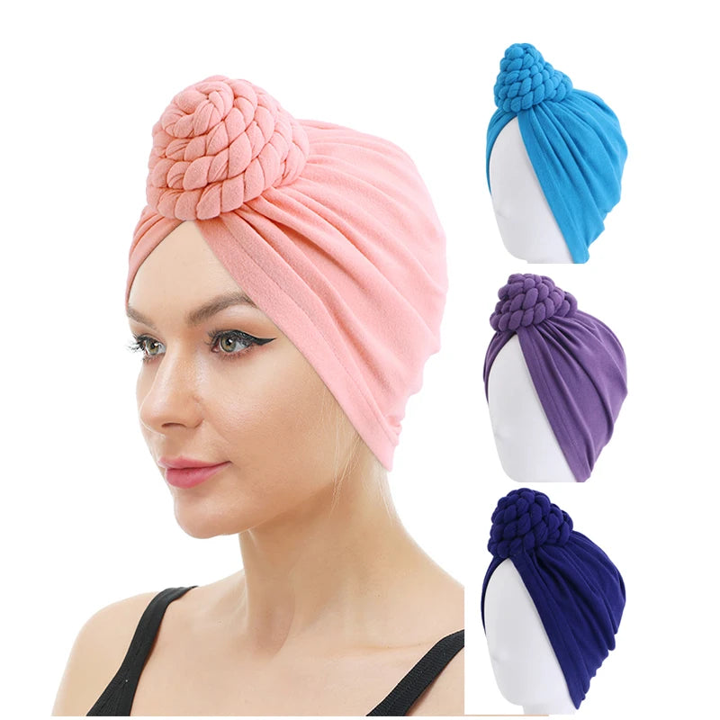 Pre Tie Headwraps African Prints Women Braided Turban Headwraps Knot Turban Scarf Bandana Hair Accessories