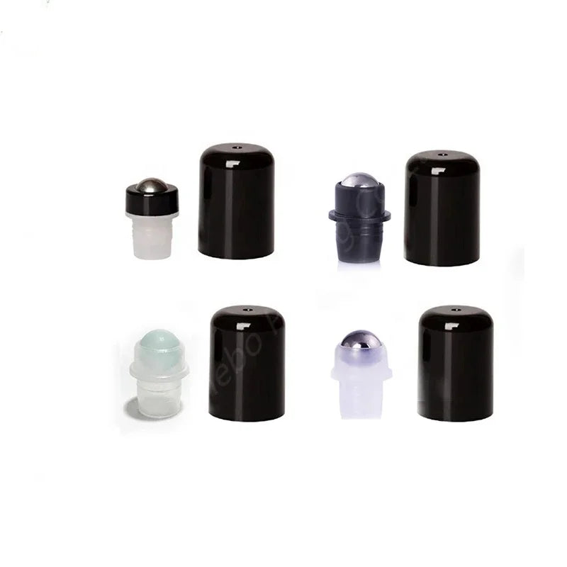 Steel Roller & Lids for 18mm/ 410 Neck Size Doterra Glass Essential Oils Bottles Roll on Aromatherapy Perfume Bottle DIN18