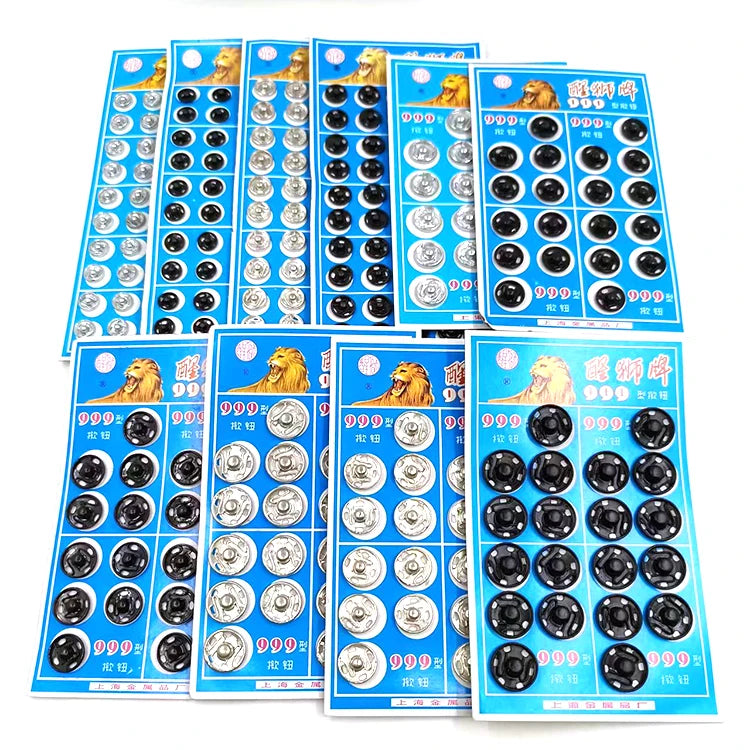 Wholesale 8.5/10/11.5/13.5/15/19/23mm Black Silver Metal Snap Fasteners Press Stud Sewing Embedded Button
