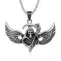 Final Destination Necklace Punk Style Silver Engraved Winged Cloaked Death Skull Pendant for Easter Gift Jewelry