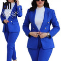 Liu Ming Hot Selling Wholesale New Fashion Women Formal Office Double Breasted Solid Blazers Jacket Pants Two Pieces Set