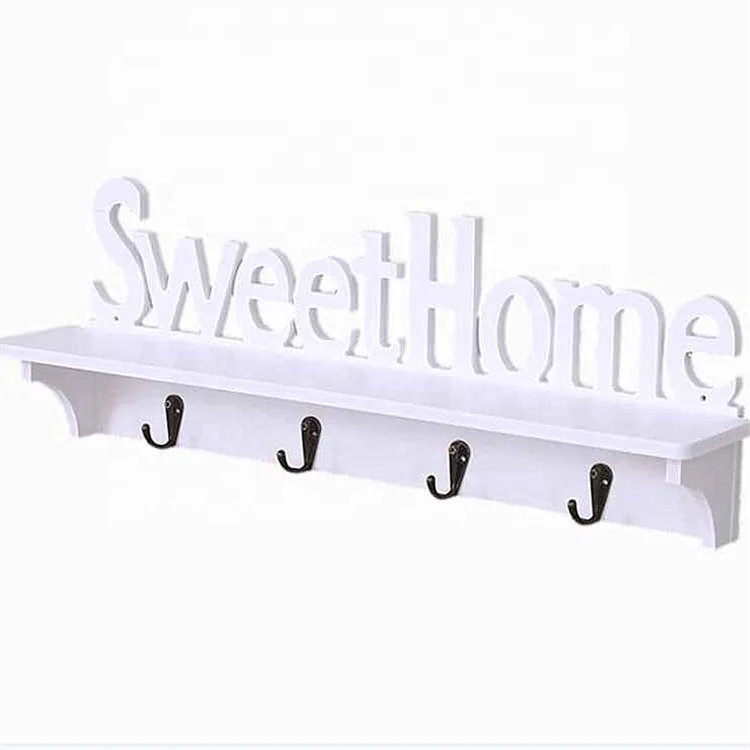 Sweet Home Creative living room bedroom Home Decoration Clothes hat hook Wall hanging wooden Storage Shelf Hook