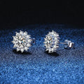 Platinum Plated S925 Sterling Silver Sunflower Stud Earrings 0.5ct/1ct D Color Round Brilliant Cut Moissanite for Women