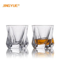 JINGYUE Hot Sale Creative 10.15oz Lead Free Harmered Pattern Crafted Clear Whiskey Glass for Wedding Anniversary Valentine's Day
