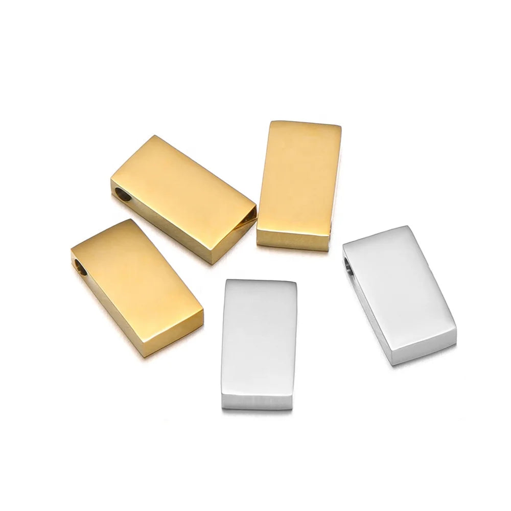 10mm Stainless Steel Block Charms Pendants for DIY Jewelry Making Necklace Pendant Bracelet Beads Accessories Supplies