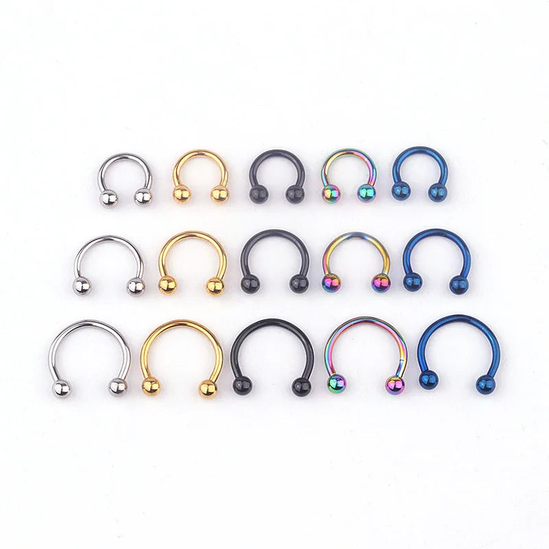 Stainless Steel Joyeria Men Piercing Joias Jewelry Ball C-shaped Horseshoe Ring Lip and Tongue Rings