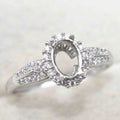 Sterling Silver 5*7mm Semi Mount Ring Empty Frame Blank Support Claws Setting S925 Base Holder Without Center Stone for Inlay