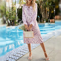 New Arrival Women's Floral Midi Dress Elegant Chiffon Fabric with Bow Neck Long Sleeve Spring Colors for Daytime Casual Wear