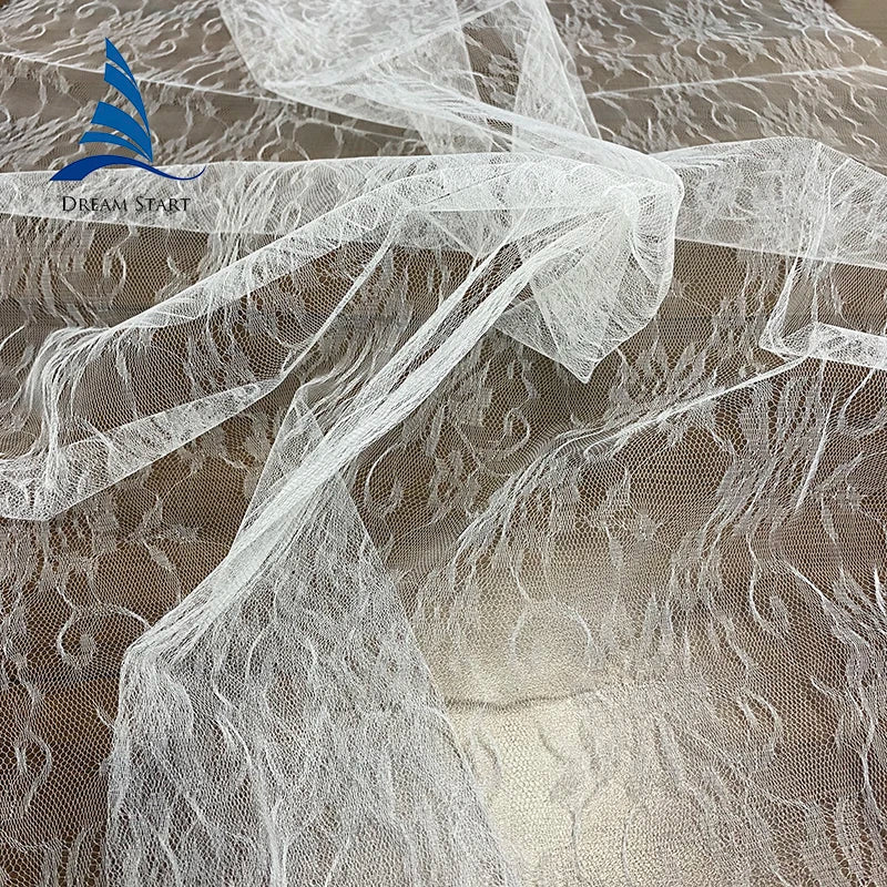White 63\" Designed Illusion Tulle Mesh Fabric Girls' Garments Soft 70d Nylon Embroidery Bridal Tulle in Stock