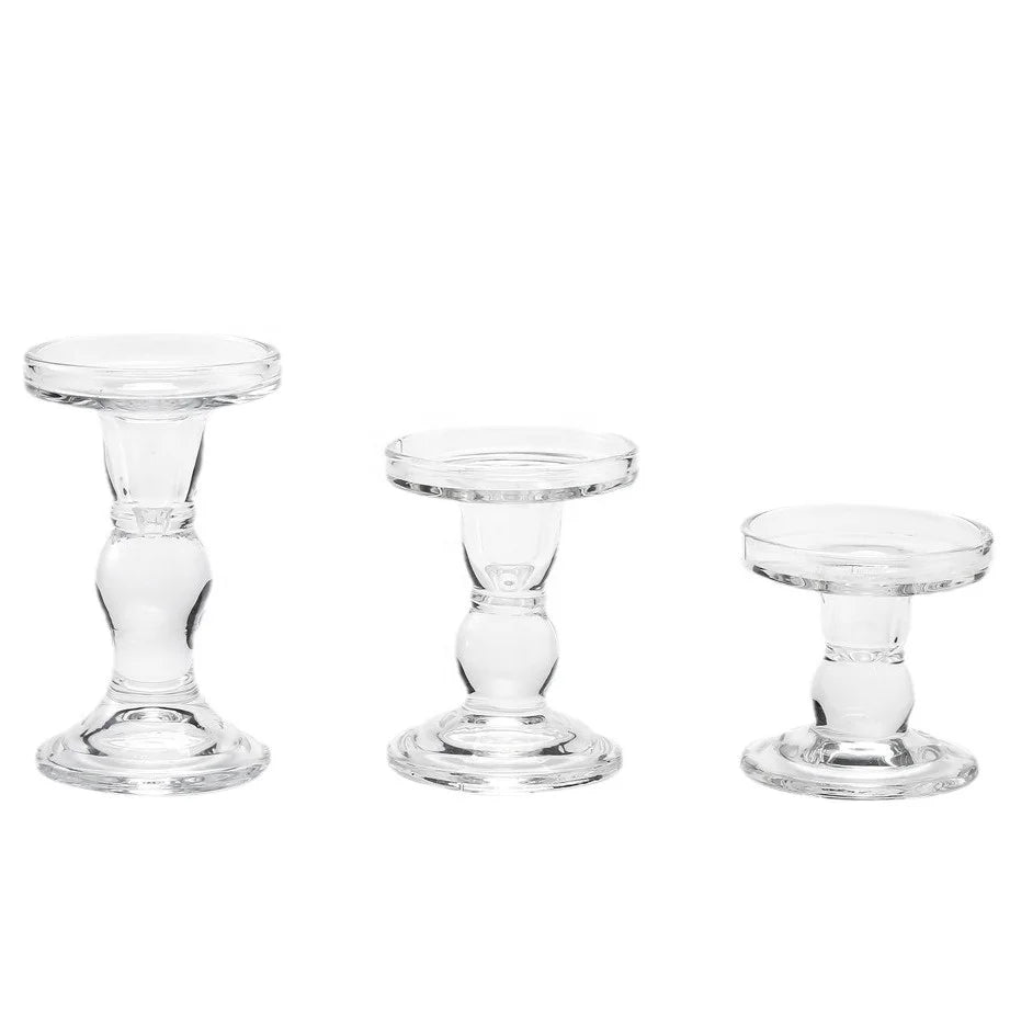 Romantic Multi-Use Transparent Glass Roman Column Candle Jar Holder Handmade Customizable Color Durable Art Deco Home Wedding