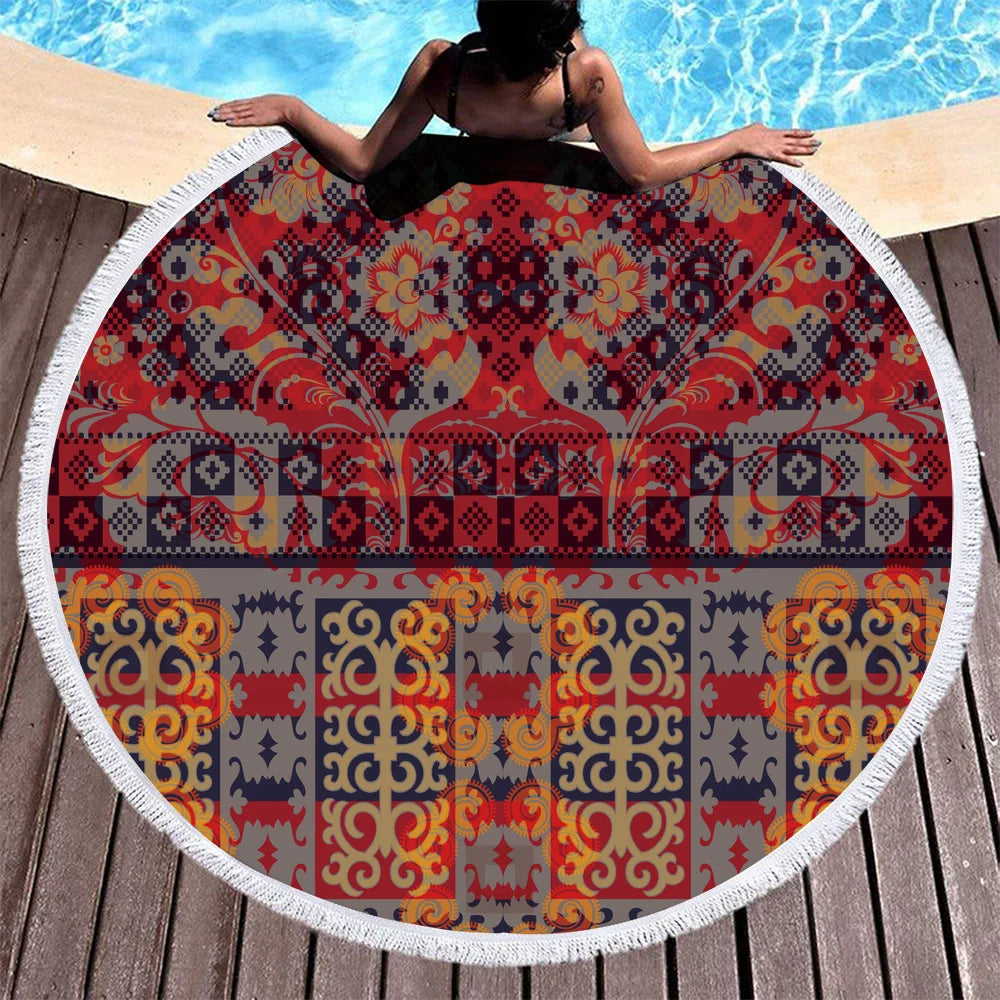 New Custom 3D Color Printed Round Beach Towel Microfiber Fringed Round Blanket Man Beach Towel Bath Towel Picnic Mat