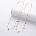 Sterling Silver Jewelry S925 Water Drop Shape Necklace Jewelry Geometry square Minimalist Emerald Zircon Clavicle Necklace Women