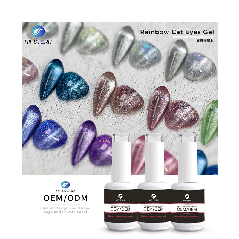NEW Upgrade Rainbow Cat Eyes Gel Magnetic Gel Nail Polish 8ML Soak Off UV LED Nail Varnish Cat Eye Gel Private Label